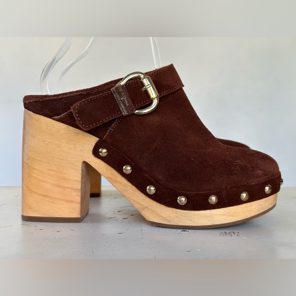 Steve Madden Hilde Brown Suede Wood Mule Clogs Women's Size 8.5 M - Picture 6 of 10